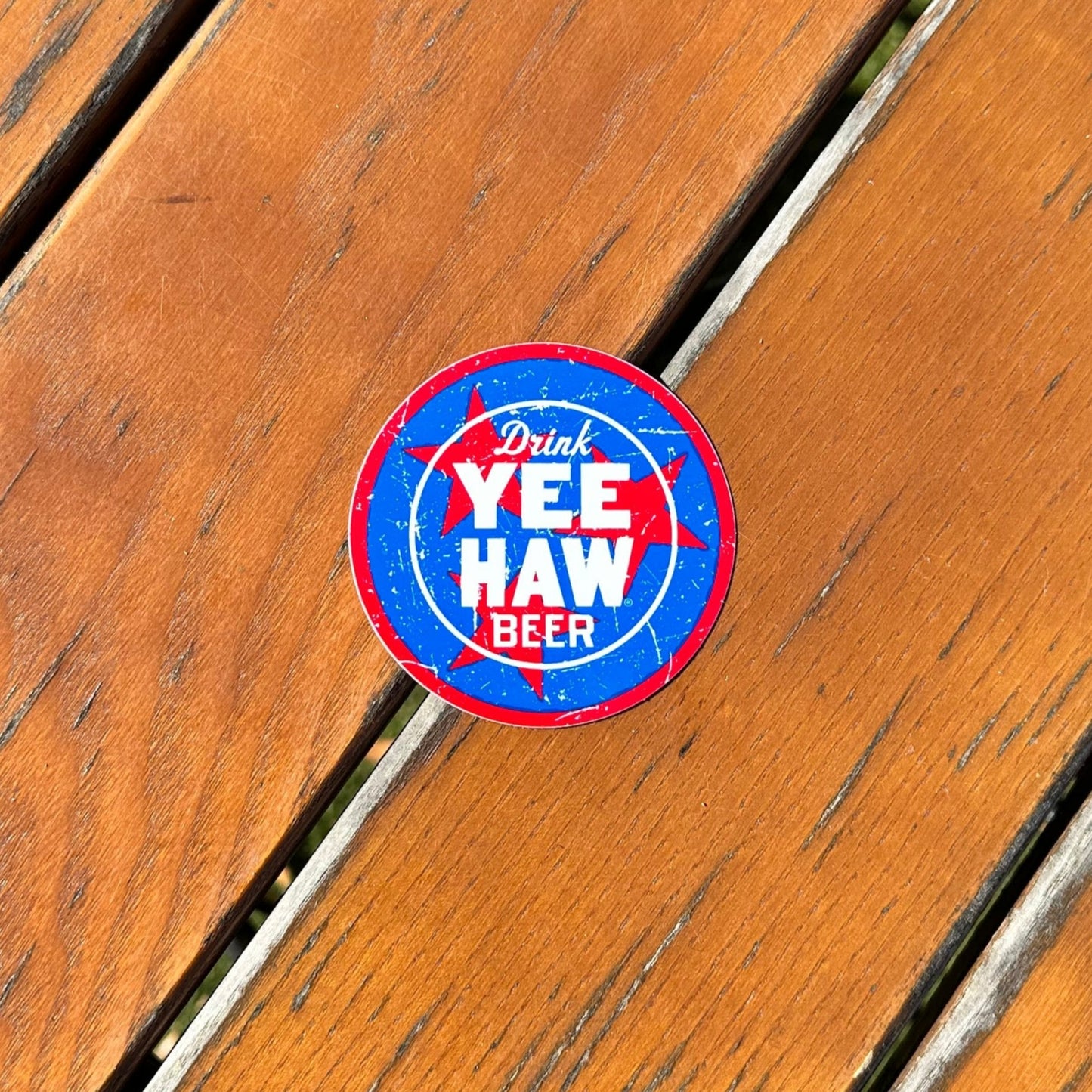 Red, White, & Blue Tri Star Sticker w/ Circle Logo