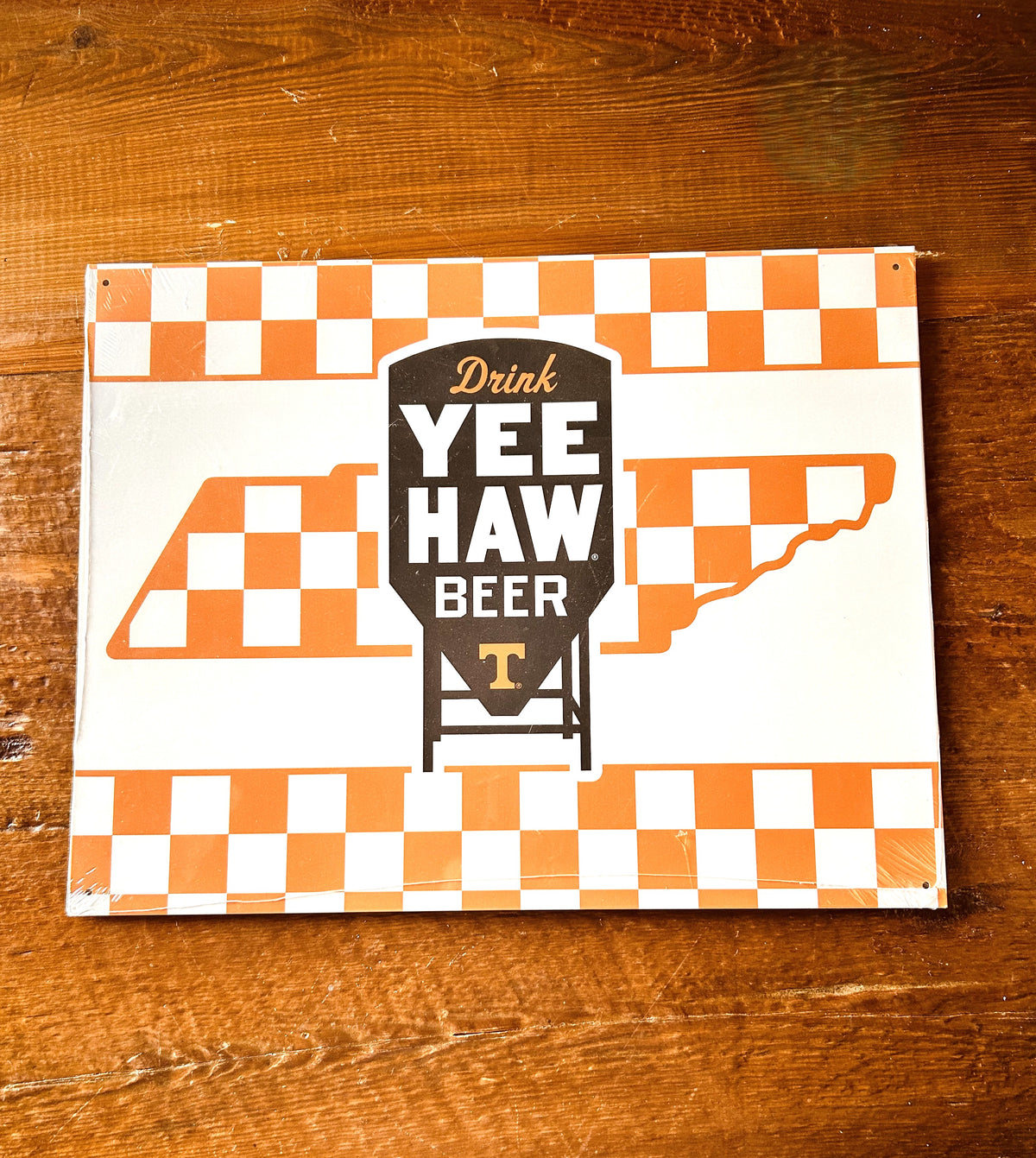 Yee-Haw UT Checkerboard Metal Sign