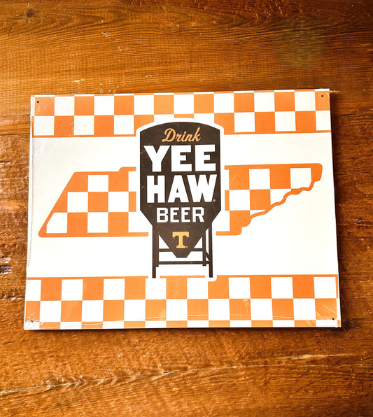 Yee-Haw UT Checkerboard Metal Sign